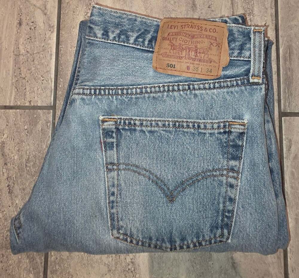 Size 35x34 Vintage 90's Levi's 501 Light Wash Made in USA